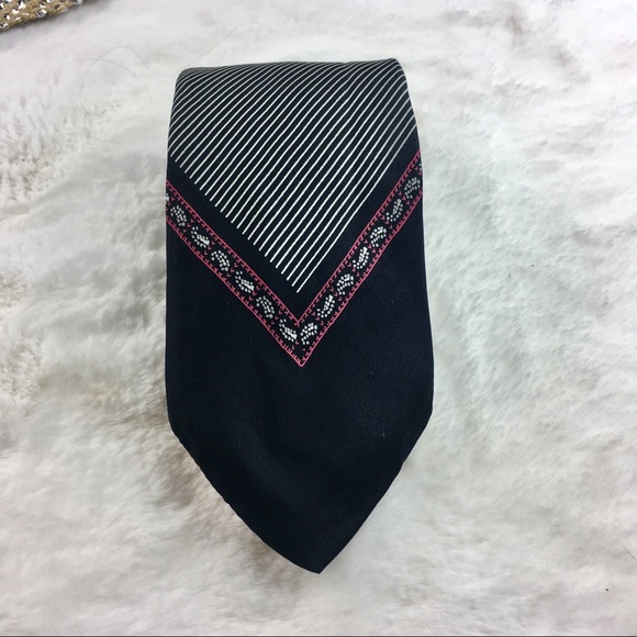 DAVID LAWRENCE Black stripe Silk tie vintage rockabilly - Picture 4 of 4